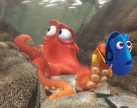 (l-r) Hank voiced by Ed O'Neill and Dory voiced by Ellen DeGeneras set off on an adventure in FINDING DORY  ©2016 Disney•Pixar. All Rights Reserved.