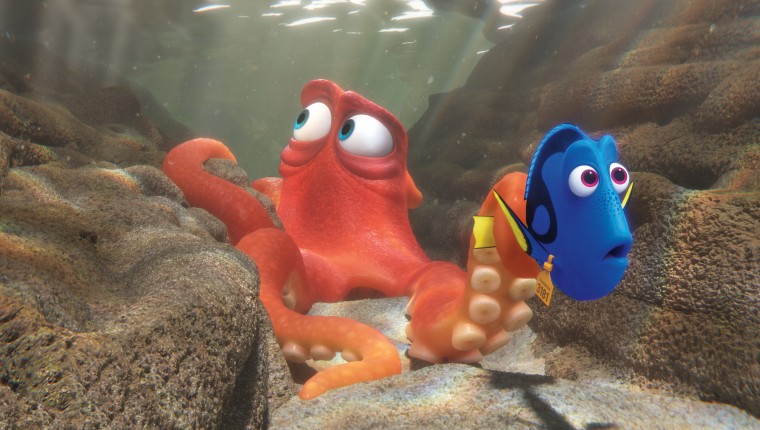 (l-r) Hank voiced by Ed O'Neill and Dory voiced by Ellen DeGeneras set off on an adventure in FINDING DORY  ©2016 Disney•Pixar. All Rights Reserved.